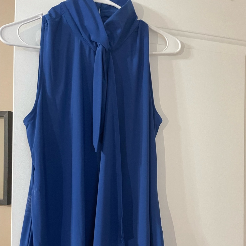 White House Black Market Royal Blue Neck-Tie Sleeveless Top